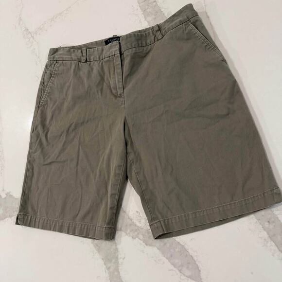 Talbots Petites The Perfect Chino Short Womens 10P Olive Green Minimalist Preppy - Picture 2 of 7